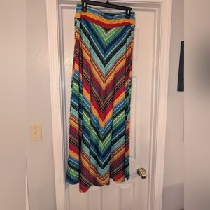 Colorful Chevron Maxi Skirt - Multi Stripe Vivid Colors